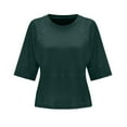 thumbnail image 4 of SDNall Summer T-Shirt for Women Loose Fit Casual Crewneck 3/4 Sleeve T-Shirts Solid Color Cute Basic Tees (Green,Sizes:S-2XL), 4 of 9