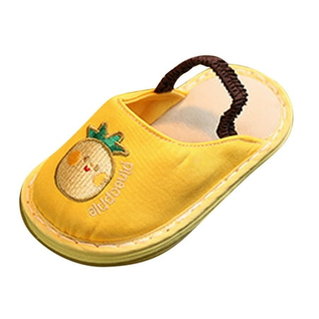 

Children Shoes Flat Soft Cotton Sandals Indoor Cartoon Comfortable Soft Linen Slippers Sandals Heels with Buckles