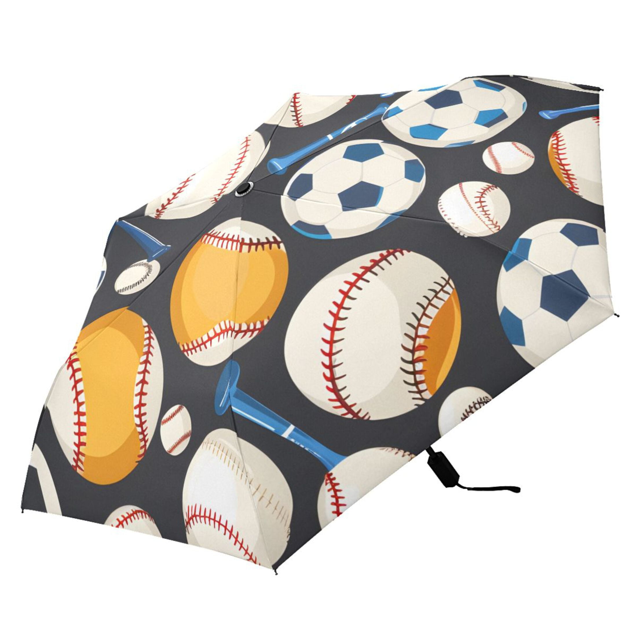 ALAZA Baseball Football UPF 50+ Compact Folding Umbrella for Rain Travel Umbrella Packable