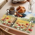 thumbnail image 3 of Spring Floral Rooster Placemats Set of 6 Retro Rooster Farmhouse Place Mats Indoor Wipeable Table Mats Washable Cloth Dining Table Placemats for Kitchen Holiday Party Home Decor 13x19 Inch, 3 of 9