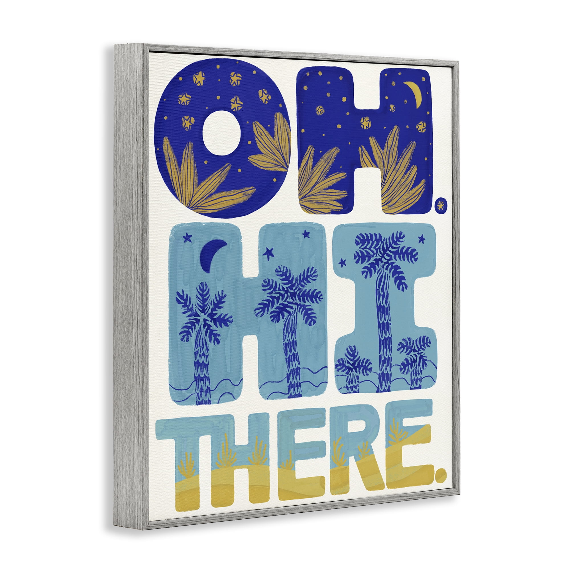 Stupell Industries Oh Hi There Tropical Gray Framed Giclee Art, design by Connie Summers