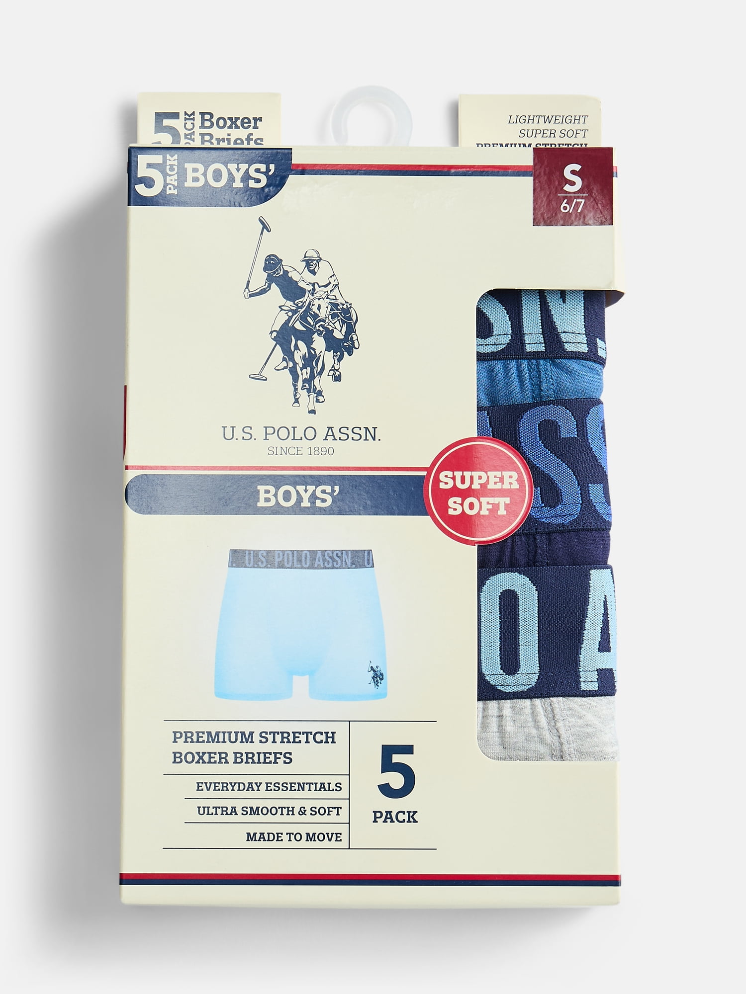 U.S. Polo Assn. Boys Boxer Briefs, 5 Pack, Sizes S-XXL