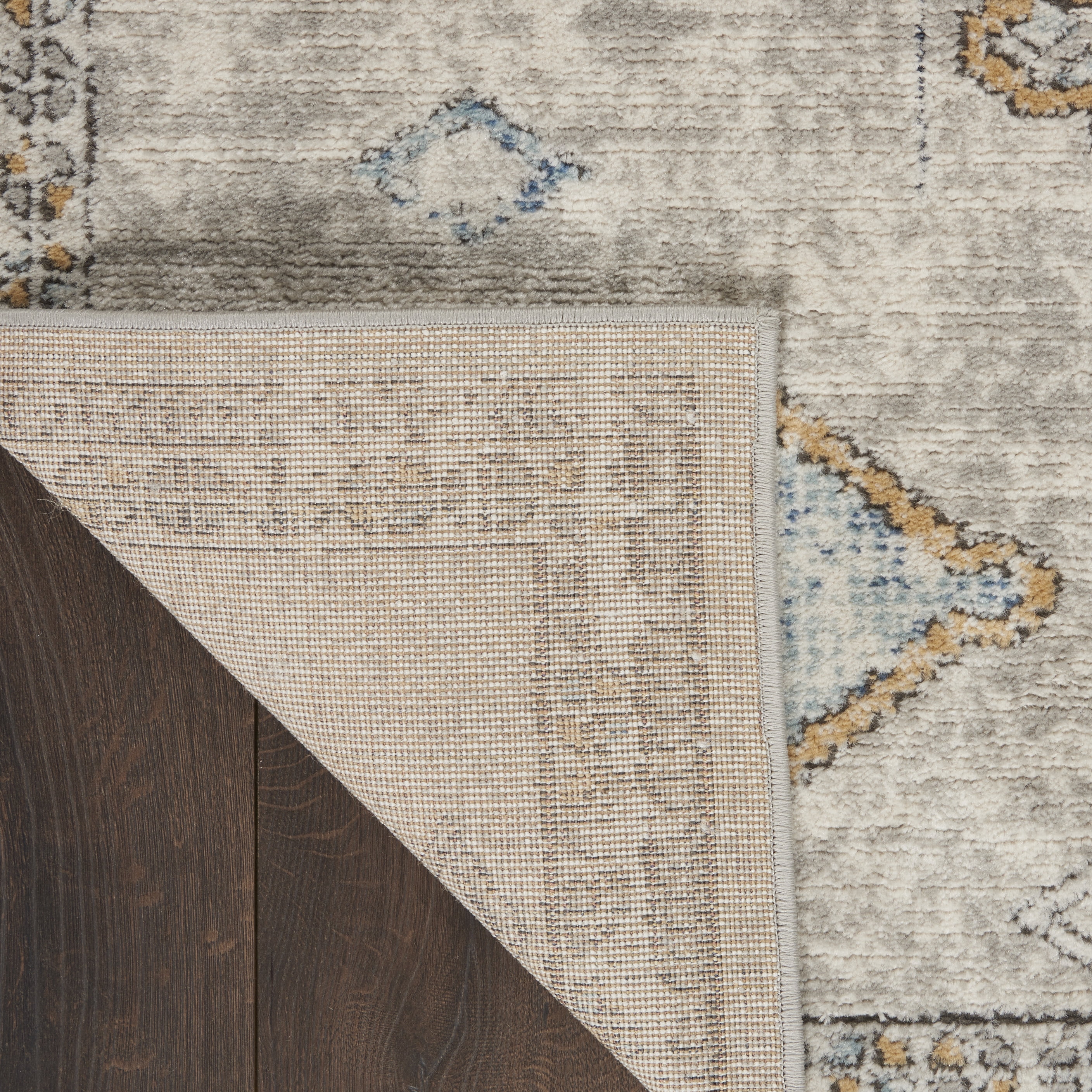 Nourison Concerto Modern Ivory/Grey/Blue 5'3" x 7'3" Area Rug, (5x7)