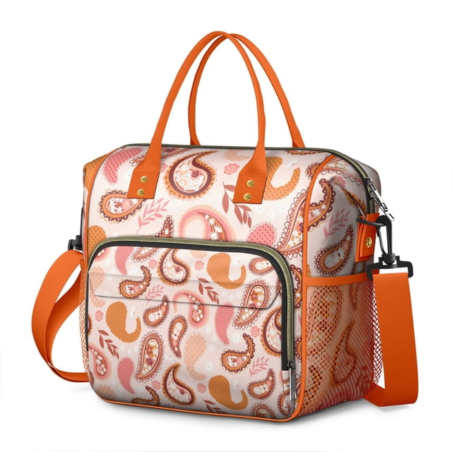 Colorful Abstract Thermal Cooler Bag - Large Leakproof Lunch Tote with Multi-Pocket & Adjustable Strap (Retro Decorative Style)