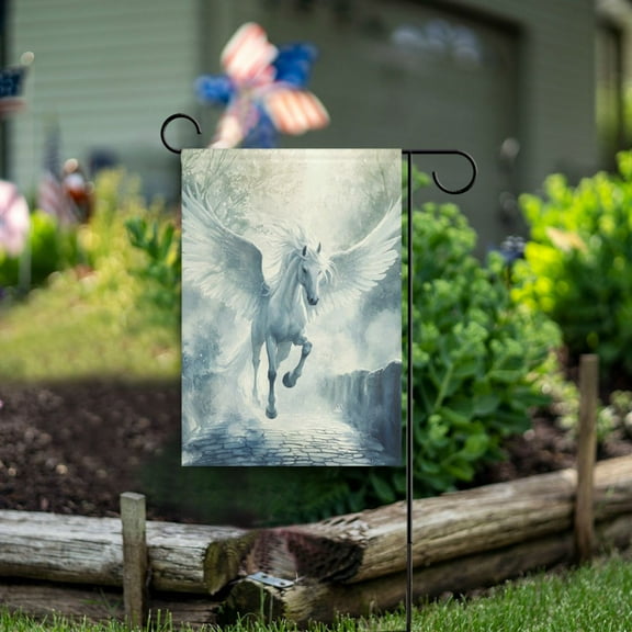 Wobogo Fairyland Pegasus Garden Flag 12×18 Inch Double Sided For Outdoor Yard Decoration