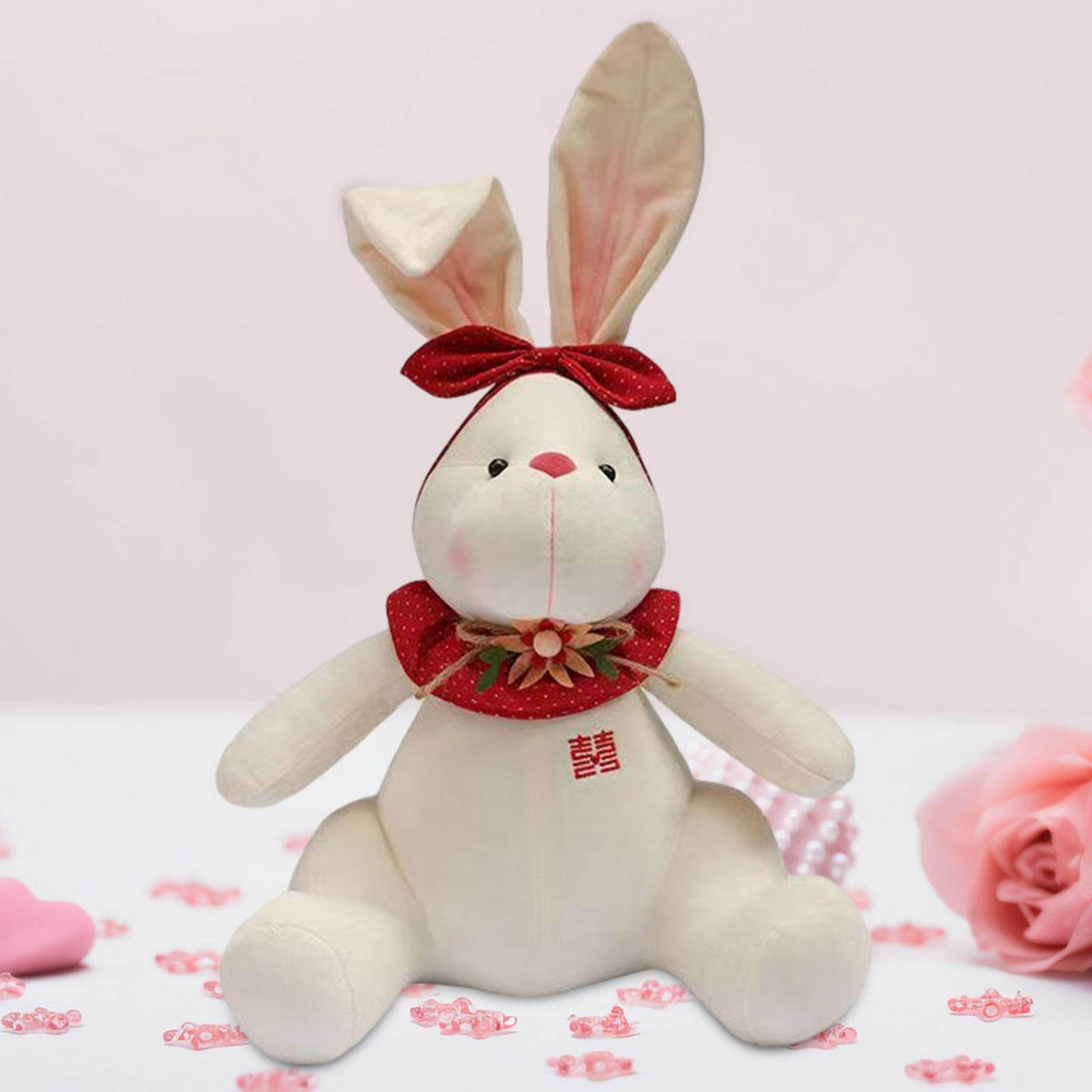 LeeQinersw Press bed doll rabbit plush toy doll wedding gift, rabbit plush doll for bedroom Women