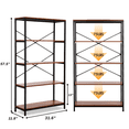 thumbnail image 4 of Legooin® Industrial 5-Tier Bookshelf,  Vintage Brown, Metal Frame, All Ages, Home/Office, 4 of 7