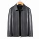 thumbnail image 3 of Chaqueta de cuero genuino para hombre, con cuello alto, de lujo, para otoño e invierno, además de abrigo sencillo y cálido de terciopelo, 3 of 5