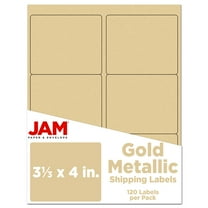JAM Paper Shipping Address Labels, Large, 3 1/3 x 4, Metallic Gold, 120/Pack