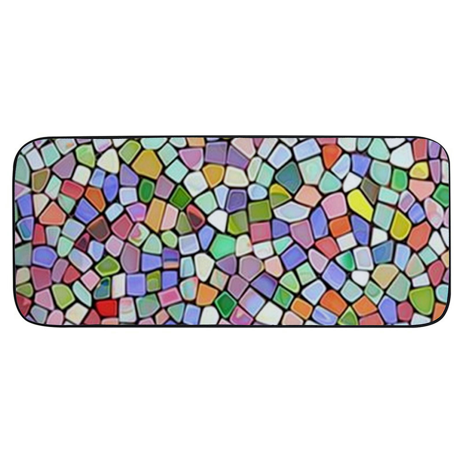 Qinduosi Decorative Door Mat, Door Mat with Non-Slip Rubber Backing, Easy Cleaning, Traps Dirt, for Entry, Patio, Garage - Mosaic Texture Colored Stone Tiles Stones 19.68*47.24 in