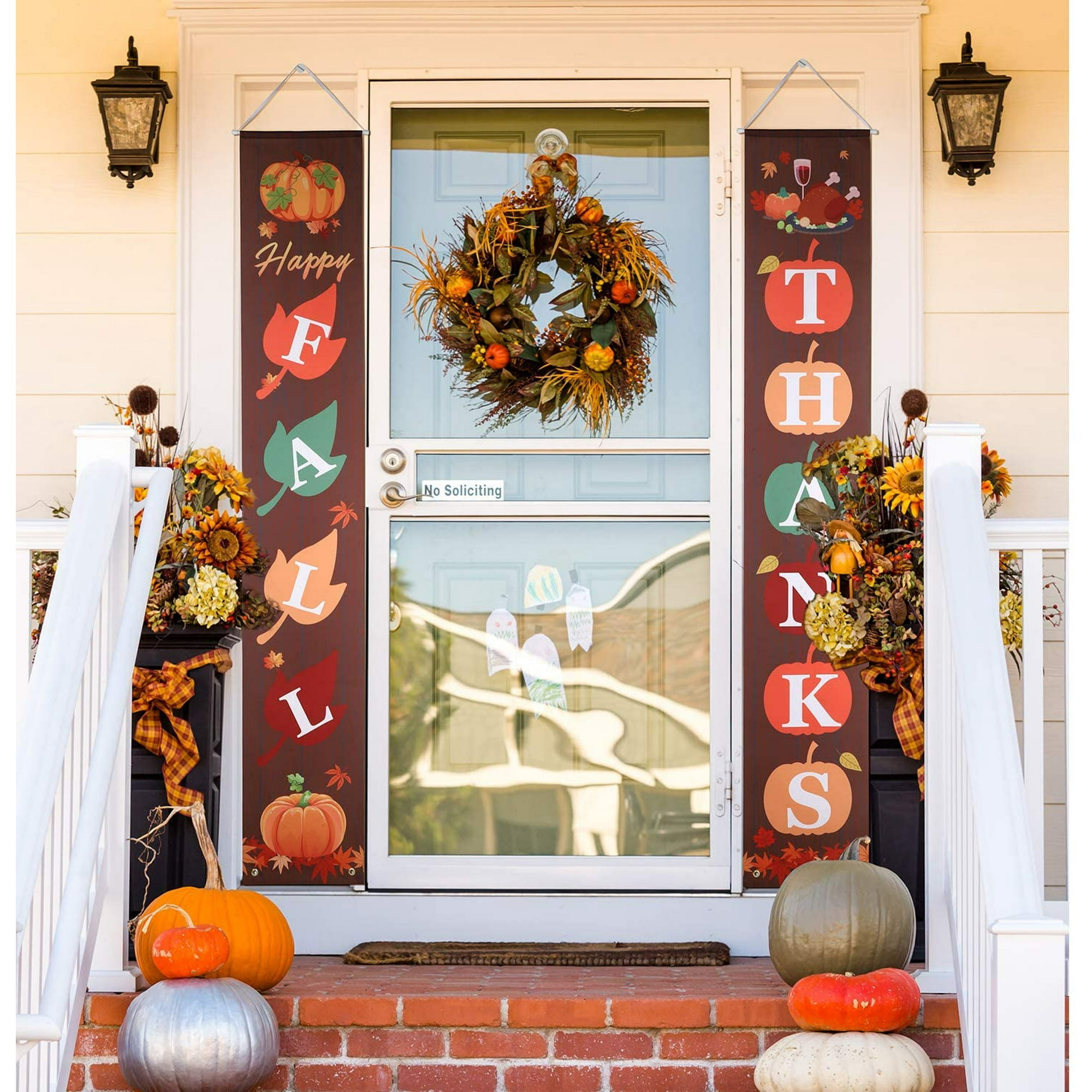 2 Pieces Happy Fall Porch Sign Thanksgiving Pumpkin Door Banners Welcome Fall Harvest Hanging Sign Banner Outdoor Indoor Fall Decorations For Thanksgiving Party Yard Door Style 1 Walmart Canada