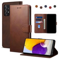 Dteck Case For Samsung Galaxy A52 5G 6.5-inch,Luxury Leather Hybrid Rubber Case Flip Wallet Folio Magnetic Buckle with Credit Card / ID Slots Holder & Cash Pokcet Kickstand Shockproof Cover,Coffee
