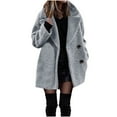 thumbnail image 3 of qolati Women's Winter Trench Coat Double Breasted Wool Blends Cardigan Jacket Long Sleeve Notch Lapel Mid-Length Peacoat Outwear, 3 of 9
