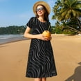 thumbnail image 4 of Cauagu Abstract Black And White Waves Print Summer Dresses for Women 2025 Loose Short Sleeve Casual Sundresses with Pockets, 4 of 6