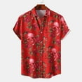 thumbnail image 2 of Hpapadks Men's Shirts Halloween Short Sleeve Floral Print Tops Lapel Button Down Multicolor Blouses Dress Shirts for Men Red XXXL, 2 of 5