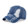 thumbnail image 2 of Lumtrix Vintage Distressed Denim Hat for Men and Women Light Ripped Baseball Caps Adjustable Dad Hats Blue One Size, 2 of 6