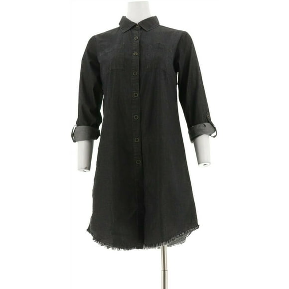 Joan Rivers Petite Lightweight Denim Dress Fringe Hem Women's A310876