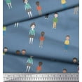 thumbnail image 1 of Soimoi Blue Modal Satin Fabric Human Group Printed Craft Fabric by the Yard 42 Inch Wide, 1 of 3