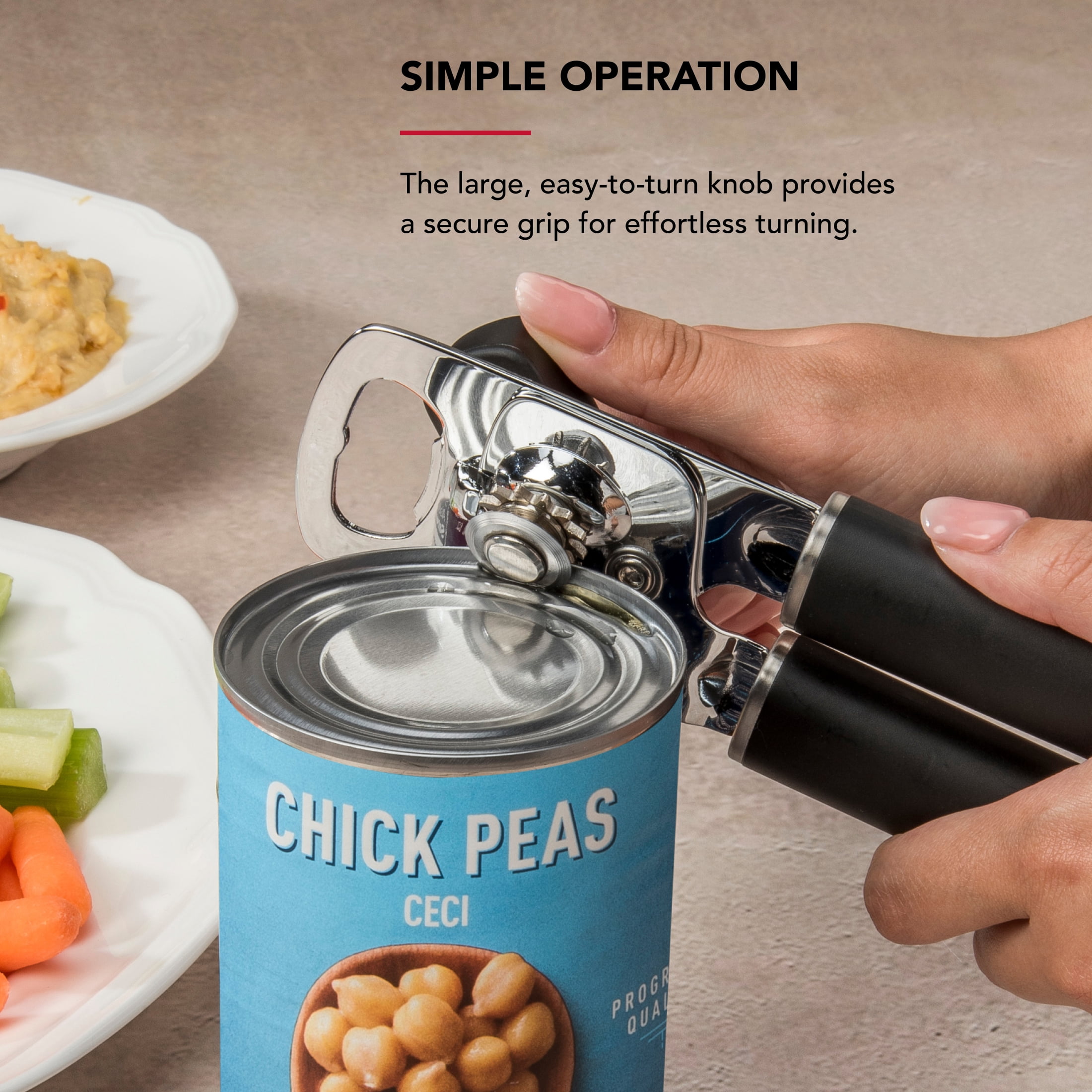 KitchenAid Stainless Steel Manual Can Opener with Bottle Opener and Ergonomic Grip, Black
