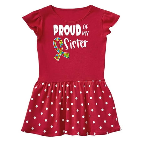 

Inktastic Proud of my Sister Autism Awareness Puzzle Piece Ribbon Gift Toddler Girl Dress