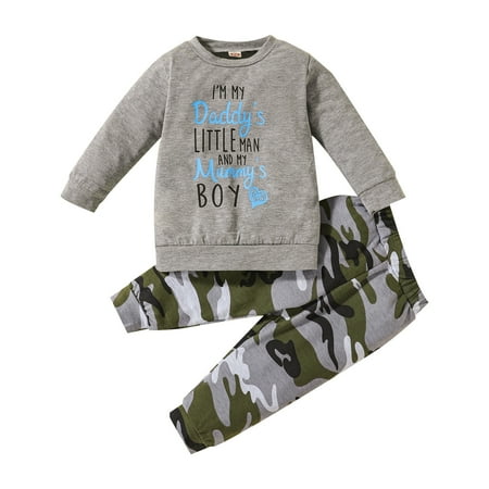 

TJAZFJPA Newborn Boy Outfits Summer Toddler Boys Long Sleeve Letter Prints Tops and Pants Child Kids 2Pcs Set Outfits Kids Clothese Toddler Dance Outfits Long Sleeve Baby Outfits Newborn Boy