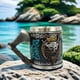 thumbnail image 5 of Taza de cerveza de acero inoxidable con diseño de calavera pirata misteriosa con relieve tridimensional vintage de Halloween, 5 of 5