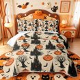 thumbnail image 2 of Manfei Cartoon Skull Quilt King,Minimalist Bat Halloween King Coverlet Set,3pcs,1 Bedspread and 2 Pillowcases, 2 of 7