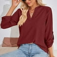 thumbnail image 5 of Spring Saving Savings!GaThRRgYP Womens T-shirts Long Sleeve,Women's Fashion V-Neck Long Sleeve Loose T-shirt, 5 of 7
