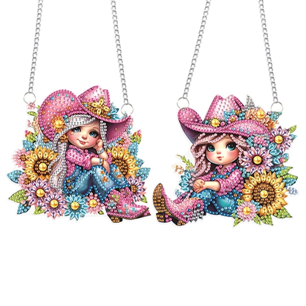 Colgantes Artísticos Diamantes Imitación 2 Uds. Sombrero Forma Especial para Niña Ventana Pared