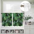 thumbnail image 3 of Watercolor Green Monstera Leaves Curtain Tier and Valance Set 3 Piece, Tropical Plants on Black 3-inch Rod Pocket Window Tier Curtains Valance for Kitchen Living Room, 3 of 9