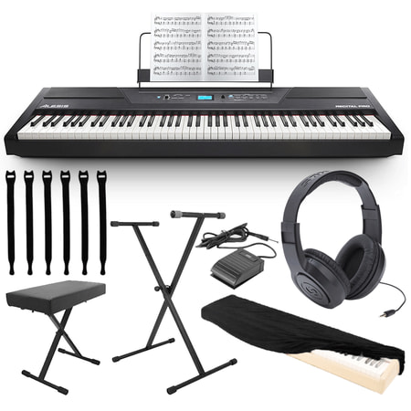 Stereo Volume Pedal - Alesis Recital Pro 88-Key Digital Piano with Hammer-Action Keys + On Stage Keyboard Dust Cover + Keyboard Stand/bench and Pedal + Strapeez + Stereo Headphones – TOP VALUE ALESIS HOLIDAY GIFT BUNDLE!