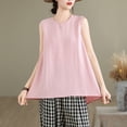 thumbnail image 2 of YUGYXL Cotton Linen Tank Top for Women Sleeveless Round Neck Tops Casual Solid Color Flowy Tanks Loose Back Slit Shirt Vest Pink XL, 2 of 7