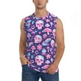 thumbnail image 3 of Uemuo mushroom rainbow color Skull Pattern Men's Sleeveless T-Shirt,Muscle Athletic Tank Top, Moisture-wicking Quick-dry Breathable Classic Tee Top for Gym Run Outdoor Sports-XX-Large, 3 of 8
