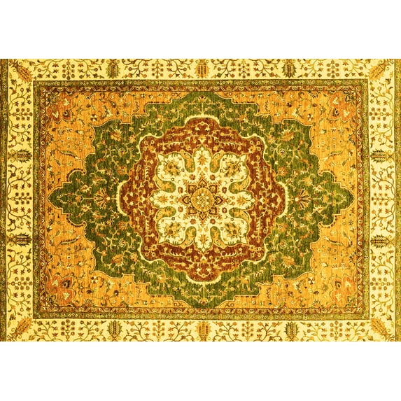 Ahgly Company Indoor Rectangle Abstract Yellow Modern Area Rugs, 7' x 9'