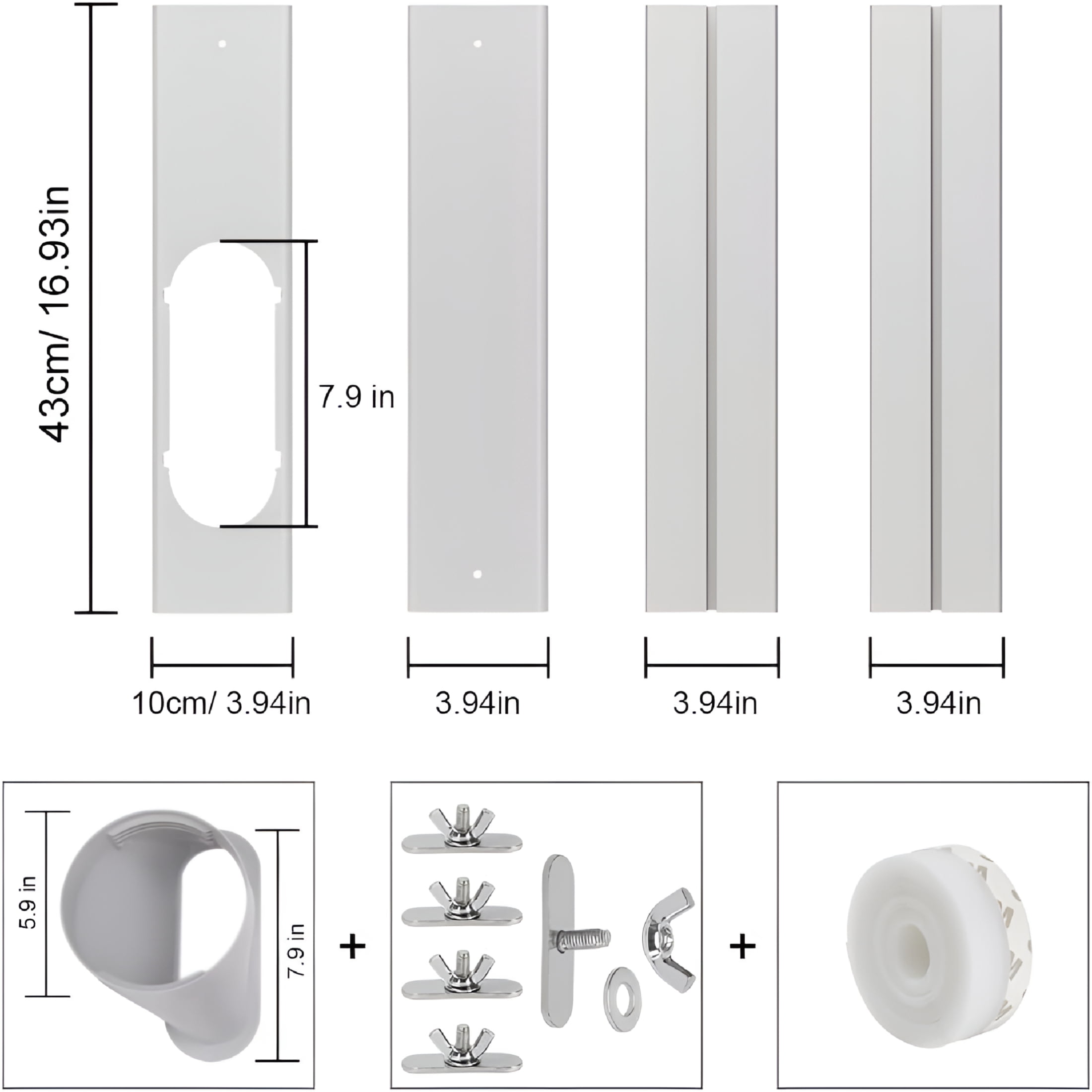 ARLAJO Portable Air Conditioner Window Vent Kit,Adjustable Window Seal with 5.9 Inch Diameter,59 Inch Length Exhaust Hose,Universal for Sliding Horizontal Or Vertical Window