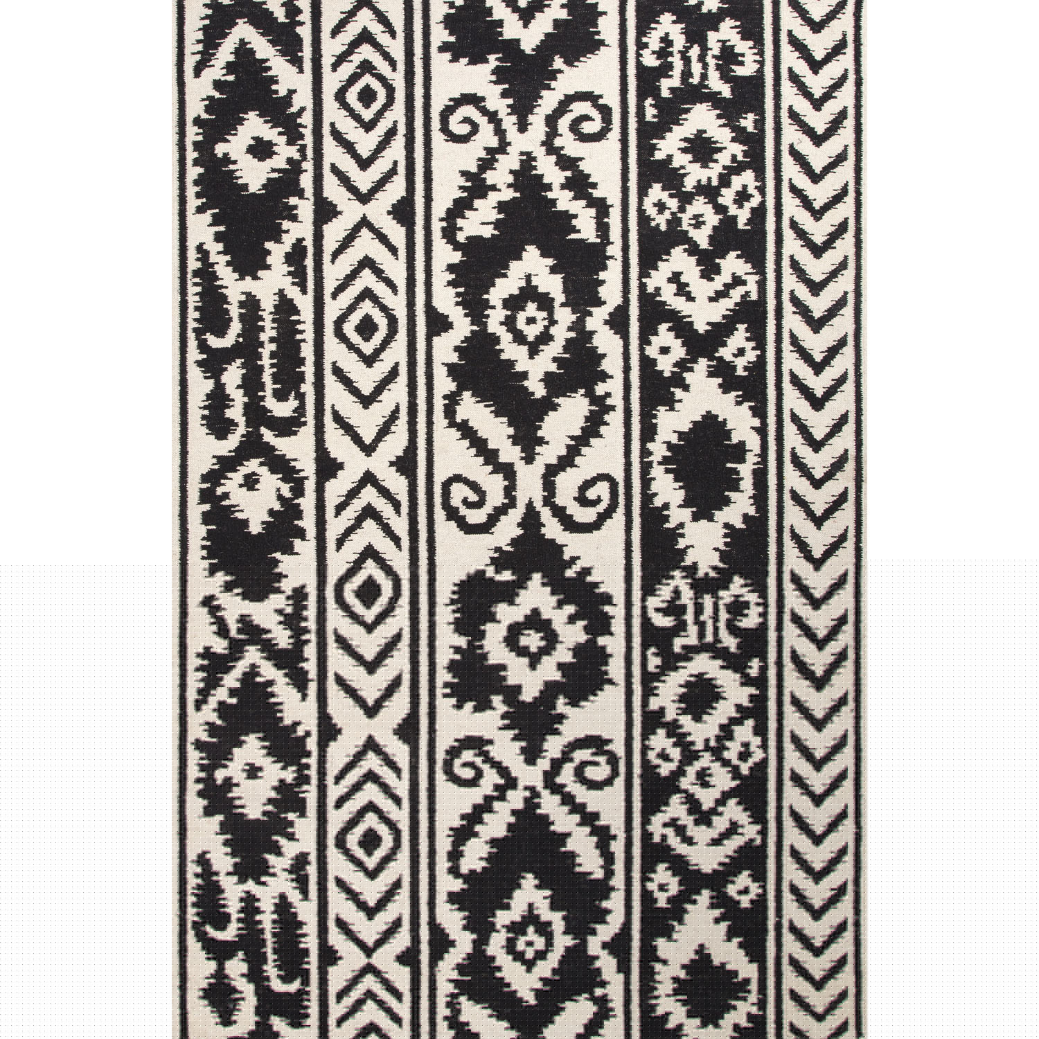 Flatweave Tribal Pattern Ivory/Black Wool Area Rug (8x10)