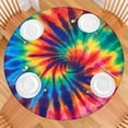thumbnail image 2 of Colorful Rainbow Tie Dye Spiral Pattern Round Fitted Tablecloth with Elastic Edge,Dining Table Cover Waterproof,Outdoor Round Tablecloth for Camping,Dining,Indoor and Outdoor, 2 of 7