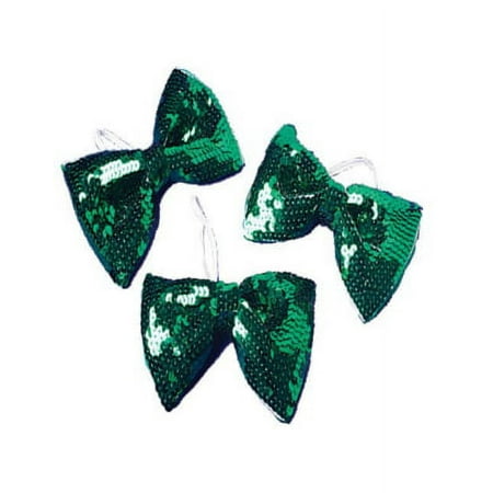 US Toy St. Patrick's Day Green Sequin Bowtie Bow Tie for Clown or Leprechaun Costume