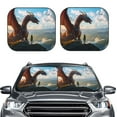 thumbnail image 2 of Rateoe Clear Sky Mountain Red Dragon Pattern 2 Piece Car Windshield Sun Shade Foldable | Front Windshield Shade for Sun, Heat and UV Rays | Sunshade for Car Front Window-Small, 2 of 6