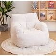 thumbnail image 6 of Cvortll Adult Bean Bag Chair, Tufted Plush Lazy Sofa with Memory Cotton Beans & Armrest for Bedroom Gaming Room Apartment, White, 6 of 9