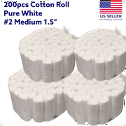 200pcs Cotton Rolls #2 High Absorbency 100% Pure White  Non-Sterile 1.5" Dental Medical Remove Make up Wound Care Nose Bleeding