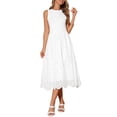 thumbnail image 2 of Vestido de verano sin mangas para mujer Inspire Chic, vestido midi en línea A, vestido casual de algodón con cuello redondo, color blanco, 2 of 6