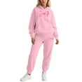 thumbnail image 2 of HOWPAY Sweatsuits Women 2 Piece Outfit Bow Printed Valentines Long Sleeve Hoodies Pullover and Jogger Sweatpants Tracksuits Casual Soft Comfy Lounge Sets Pink M, 2 of 4