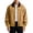 Khaki, variant on Cotton Jacket for Men Cargo Retro Turndown Collar Top Full Zip Long Sleeve Loose Casual Outerwear