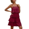 thumbnail image 6 of Hfolob Womens Dresses Women's 2024 Summer Dresses Sleeveless Ruffle Tiered Layered Chiffon Pleated A Line Swing Mini Dresses Beach Dress For Women 2024 Vacation, 6 of 8