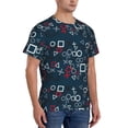 thumbnail image 2 of Bixox Men's Navy Blue Geometric Printed Short Sleeve Skinny Athletic T-Shirt, 2 of 6