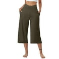 thumbnail image 2 of Summer Savings Clearance! Stamzod Women's Capris Summer Solid Color High Waisted Straight Wide Leg Capri Pants with Pocket Daily Casual Loose Plus Size Capris for Workout Yoga Gym Army Green-2 S, 2 of 7