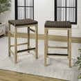 thumbnail image 6 of JONATHAN Y Armand Coastal Acacia Wood Backless Outdoor Counter Stools with Woven Rope Seat, Set of 2 for Patio, Kitchen and Backyard, Light Teak and Brown CSL1201C-SET2, 6 of 7