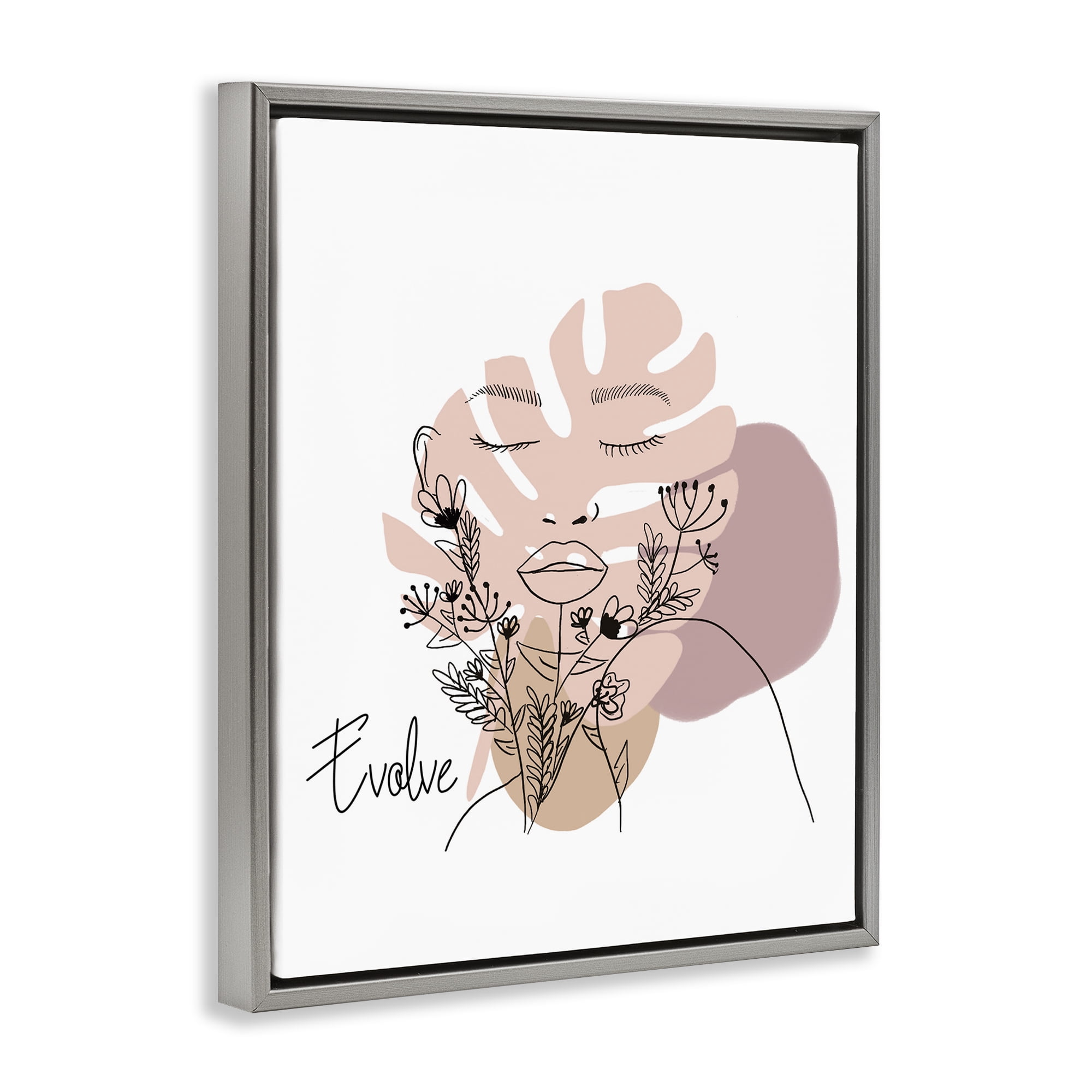Stupell Industries Evolve Boho Portrait Typography Painting Gray Floater Framed Art Print Wall Art, 17 x 21