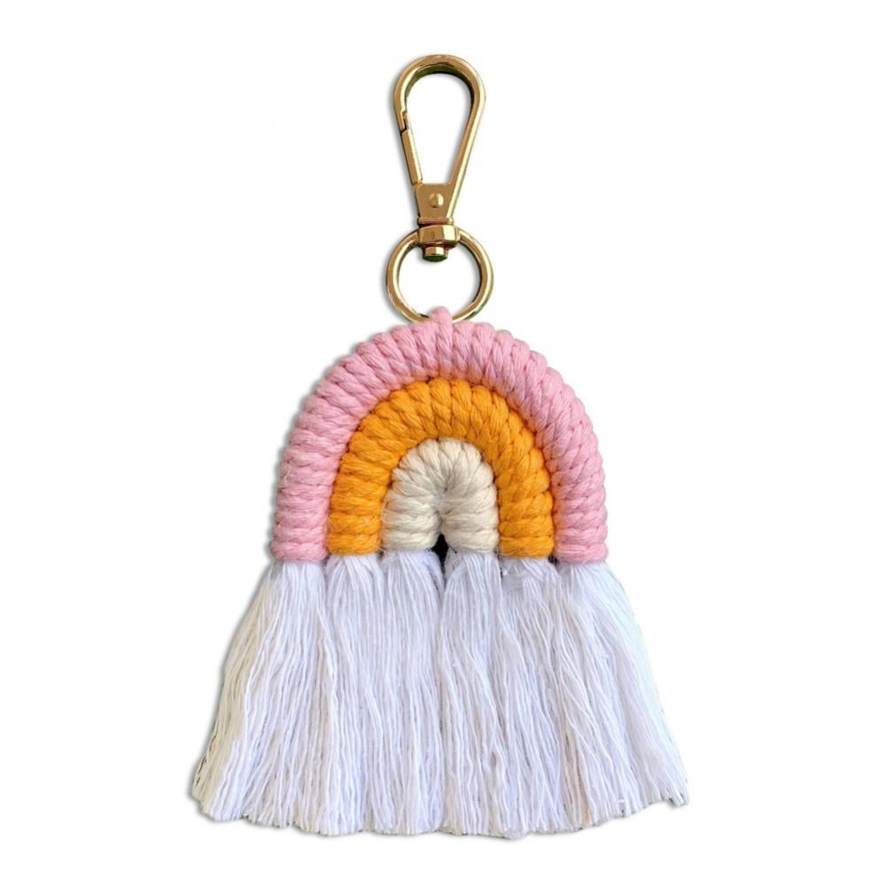Weaving Rainbow Tassel Car Keyring Rainbow Wall Hanging Decoration for Bag Wallet Purse Women
